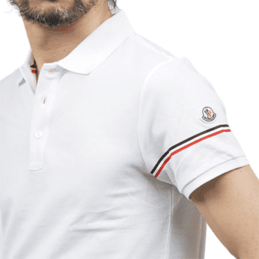 MONCLER POLO SHORT MEN LOGO SIDE BLACK AND BLUE