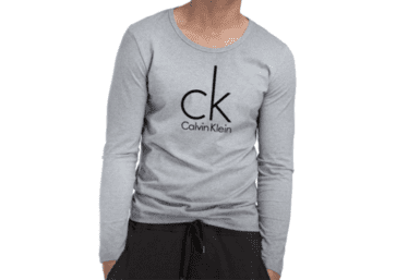 Big CK Long Sleeve Round Neck-Gray