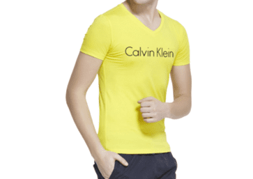 CK Short Sleeve T-shirt Men V - Yellow
