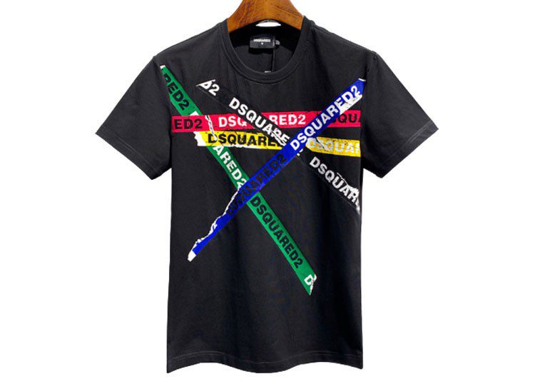 DSQUARED2 TSHIRT MEN SHORT - Black and Multi Color Logo