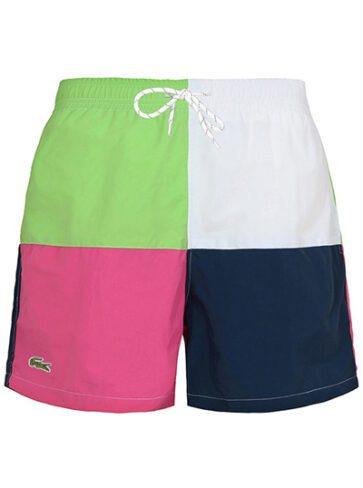לקוסט-LACOSTE SWIM BEACH MEN - Green & Pink