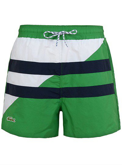 לקוסט-LACOSTE SWIM BEACH MEN - Green & White