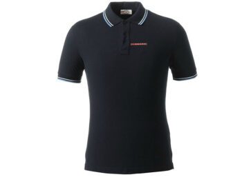 פראדה-PRADA TSHIRT POLO SHORT MEN - Black & White Blue Border
