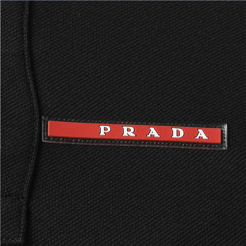 פראדה-PRADA TSHIRT POLO SHORT MEN - Black & White Red Border – תמונה 19