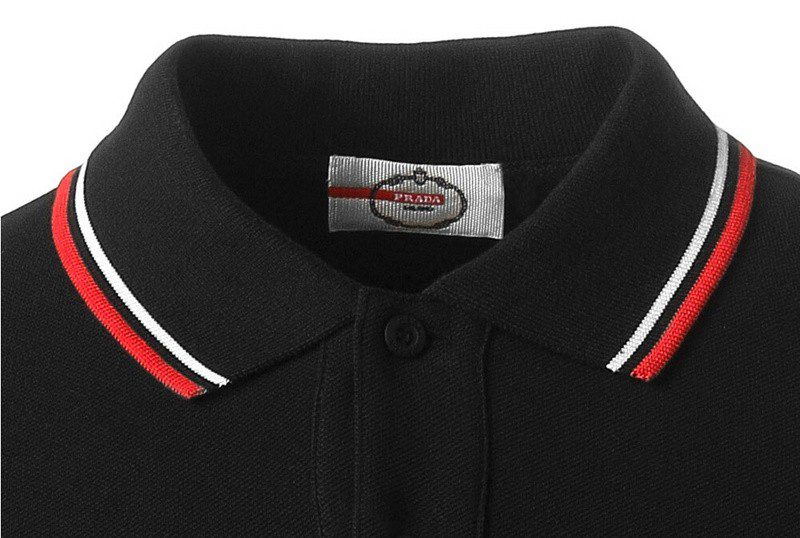 פראדה-PRADA TSHIRT POLO SHORT MEN - Black & White Red Border – תמונה 20