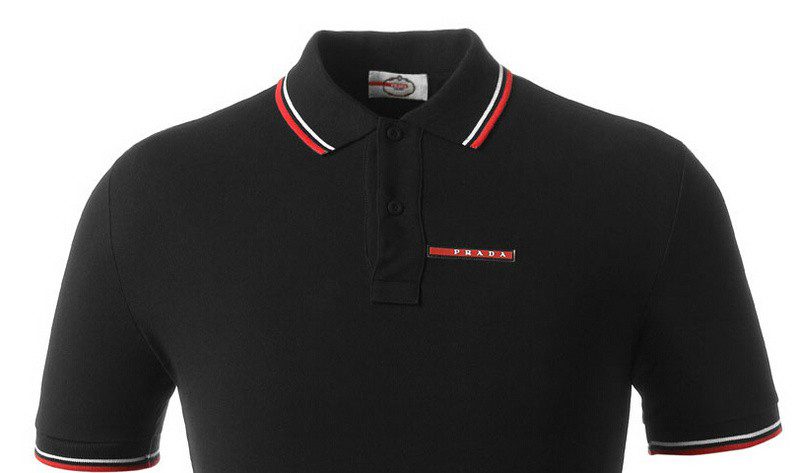 פראדה-PRADA TSHIRT POLO SHORT MEN - Black & White Red Border – תמונה 23