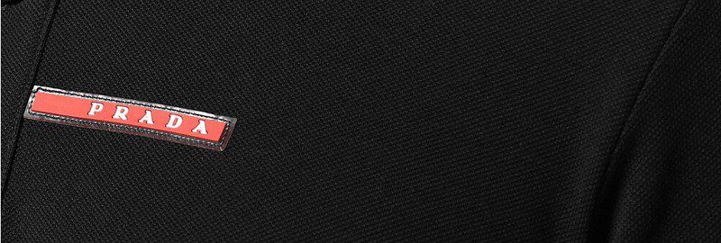 פראדה-PRADA TSHIRT POLO SHORT MEN - Black & White Red Border – תמונה 7