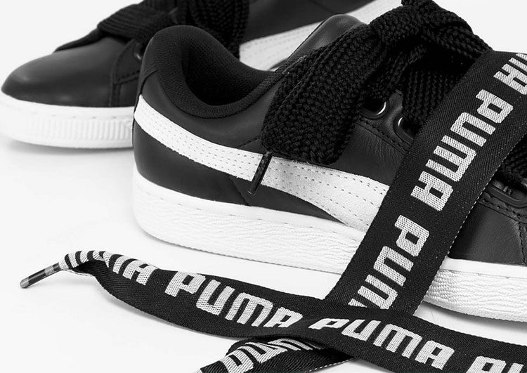 נעלי פומה- PUMA basket heart rihanna leather -Black and White – תמונה 7