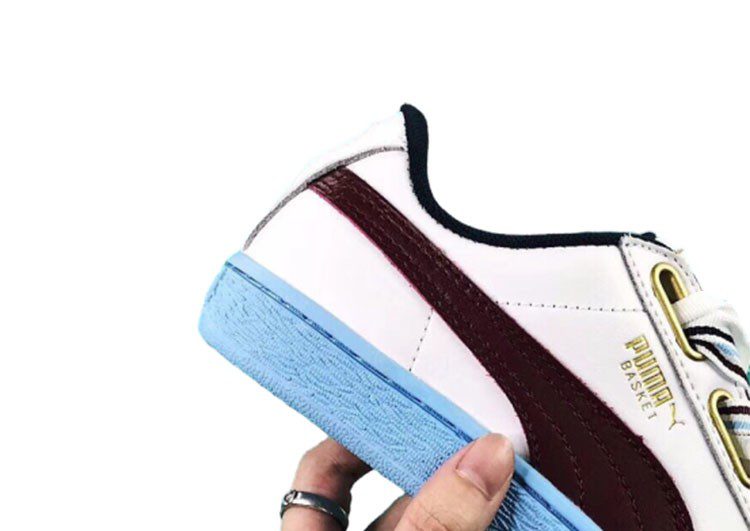 נעלי פומה- PUMA basket heart rihanna leather -White-Seal Brown – תמונה 7