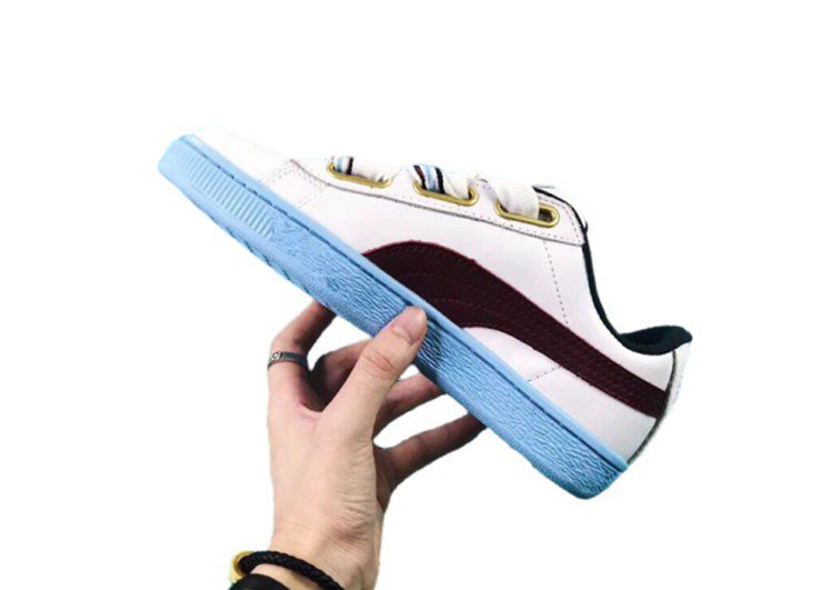 נעלי פומה- PUMA basket heart rihanna leather -White-Seal Brown – תמונה 5