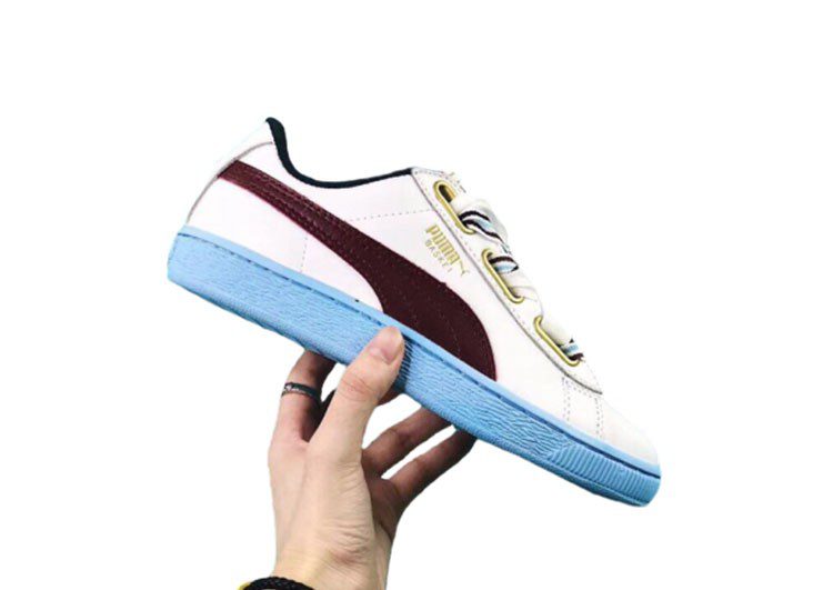 נעלי פומה- PUMA basket heart rihanna leather -White-Seal Brown – תמונה 3