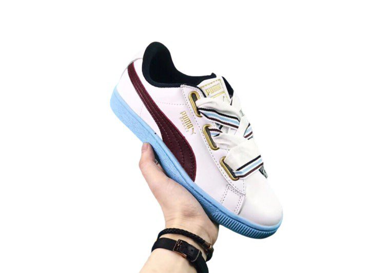 נעלי פומה- PUMA basket heart rihanna leather -White-Seal Brown – תמונה 4