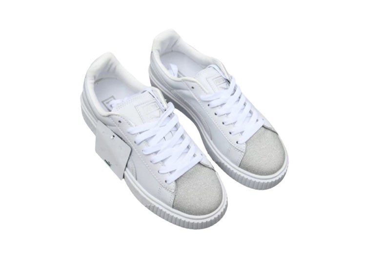 נעלי פומה- Puma platform shoes top pog leather gold head silver hesd frosted hesd flash drill bit-Silver – תמונה 2