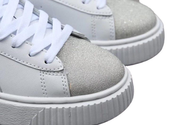 נעלי פומה- Puma platform shoes top pog leather gold head silver hesd frosted hesd flash drill bit-Silver – תמונה 4