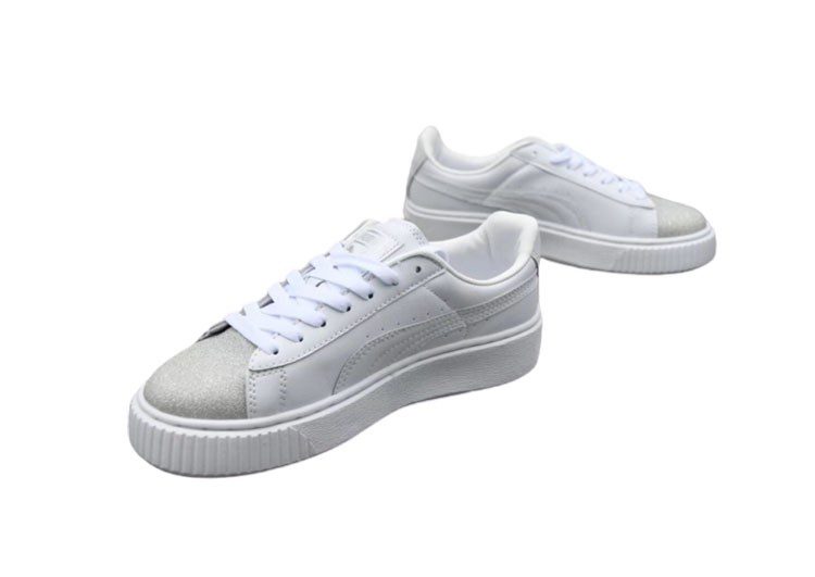 נעלי פומה- Puma platform shoes top pog leather gold head silver hesd frosted hesd flash drill bit-Silver – תמונה 3