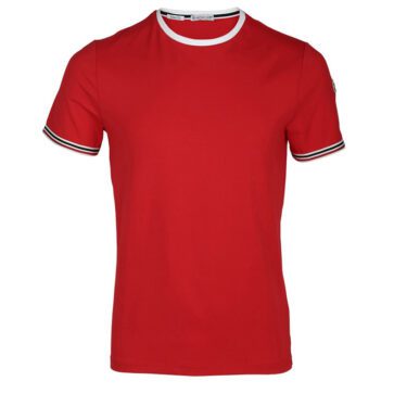 מונקלר-MONCLER SHORT T-SHIRT MEN SIDE LOGO RED
