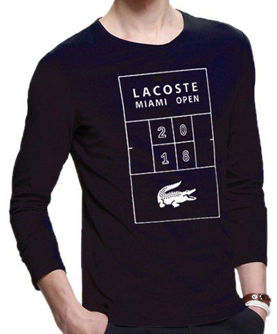 לקוסט-LACSOTE TSHIRT MEN LONG DESGIN - BLACK