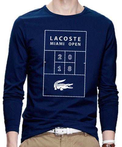 לקוסט-LACSOTE TSHIRT MEN LONG DESGIN - NAVY BLUE