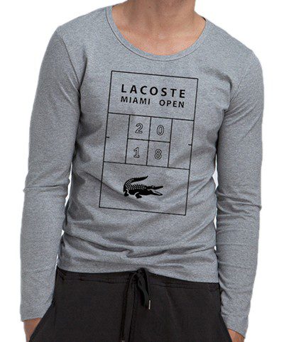לקוסט-LACSOTE TSHIRT MEN LONG DESGIN - GRAY