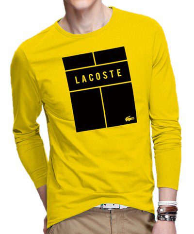 לקוסט-LACSOTE TSHIRT MEN LONG DESGIN - YELLOW