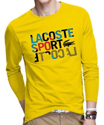 לקוסט-LACSOTE TSHIRT MEN LONG DESGIN - YELLOW