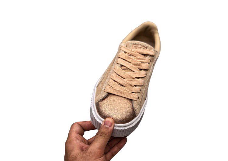 נעלי פומה- puma platform shoes top pog leather gold head silver hesd frosted hesd flash drill bit-Cashmere – תמונה 3