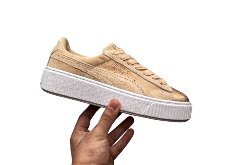 נעלי פומה- puma platform shoes top pog leather gold head silver hesd frosted hesd flash drill bit-Cashmere – תמונה 2