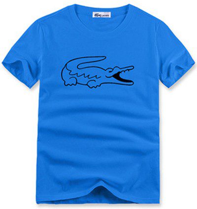 לקוסט-LACSOTE TSHIRT DESGIN MEN SHORT - Blue