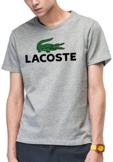 לקוסט-LACSOTE TSHIRT DESGIN MEN SHORT - Gray & Green Black Logo