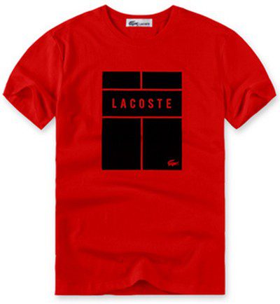 לקוסט-LACSOTE TSHIRT DESGIN MEN SHORT - Red
