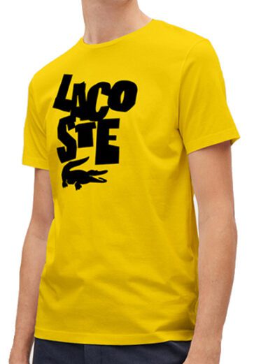 לקוסט-LACSOTE TSHIRT DESGIN MEN SHORT - Yellow & Black Logo
