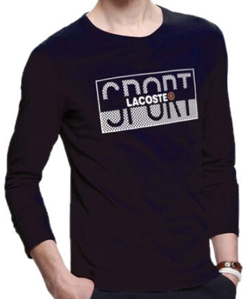 לקוסט-LACSOTE TSHIRT MEN LONG DESGIN - BLACK