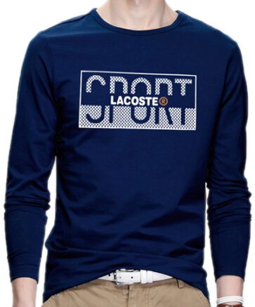 לקוסט-LACSOTE TSHIRT MEN LONG DESGIN - NAVY BLUE