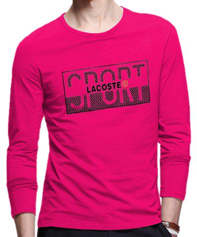 לקוסט-LACSOTE TSHIRT MEN LONG DESGIN - PINK