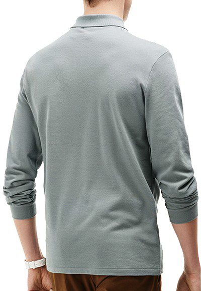 לקוסט-LACSOTE TSHIRT MEN POLO LONG - Gray – תמונה 2