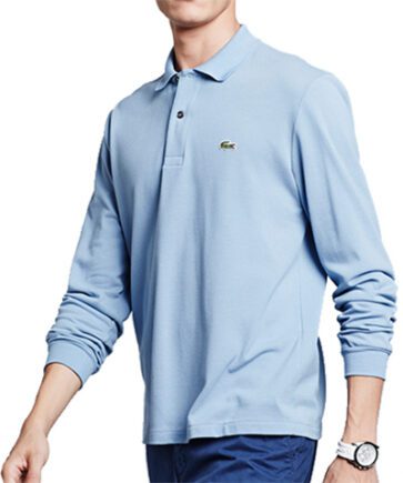 לקוסט-LACSOTE TSHIRT MEN POLO LONG - Light Steel Blue