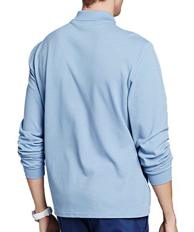 לקוסט-LACSOTE TSHIRT MEN POLO LONG - Light Steel Blue – תמונה 2