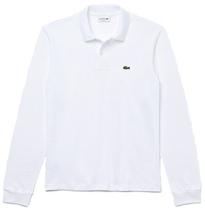 לקוסט-LACSOTE TSHIRT MEN POLO LONG - White – תמונה 3