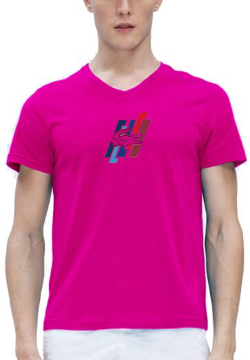 לקוסט-LACSOTE TSHIRT MEN V NECK DESGIN SHORT - Pink