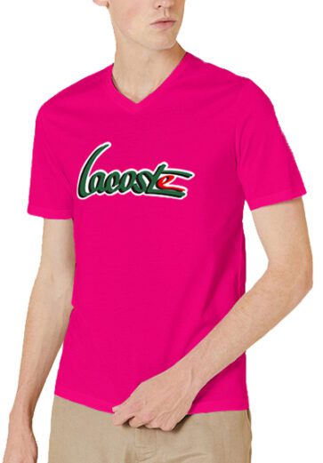 לקוסט-LACSOTE TSHIRT MEN V NECK DESGIN SHORT - Pink