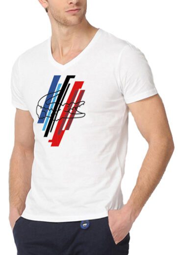 לקוסט-LACSOTE TSHIRT MEN V NECK DESGIN SHORT - White