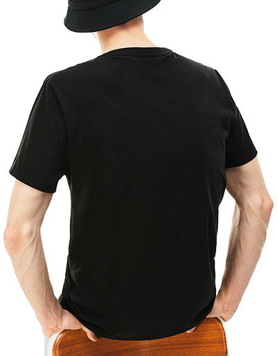 לקוסט-LACSOTE TSHIRT MEN V NECK SHORT - Black – תמונה 2