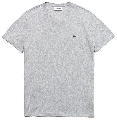 לקוסט-LACSOTE TSHIRT MEN V NECK SHORT - Gray – תמונה 4