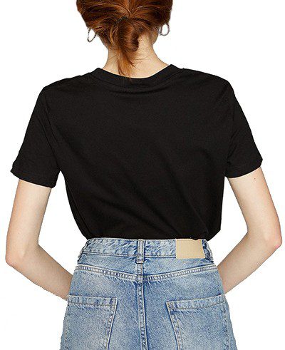 לקוסט-LACSOTE TSHIRT WOMEN DESGIN SHORT - BLACK – תמונה 2