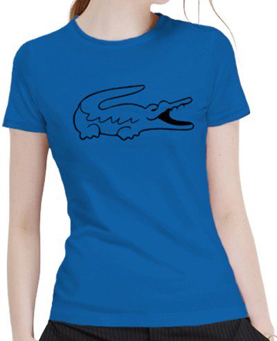 לקוסט-LACSOTE TSHIRT WOMEN DESGIN SHORT - BLUE