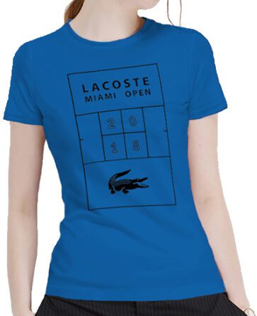 לקוסט-LACSOTE TSHIRT WOMEN DESGIN SHORT - BLUE