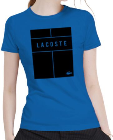 לקוסט-LACSOTE TSHIRT WOMEN DESGIN SHORT - BLUE