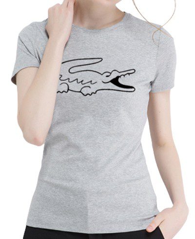 לקוסט-LACSOTE TSHIRT WOMEN DESGIN SHORT - GRAY