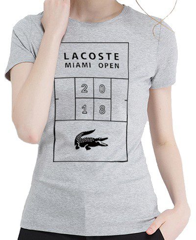 לקוסט-LACSOTE TSHIRT WOMEN DESGIN SHORT - GRAY
