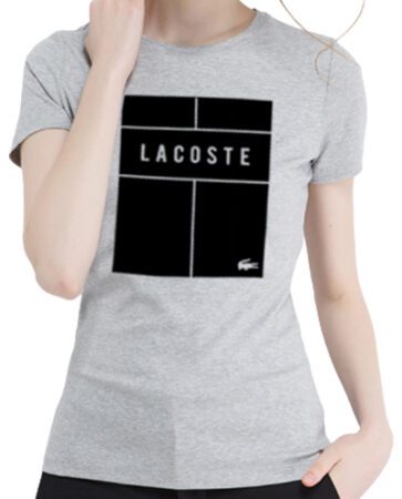 לקוסט-LACSOTE TSHIRT WOMEN DESGIN SHORT - GRAY